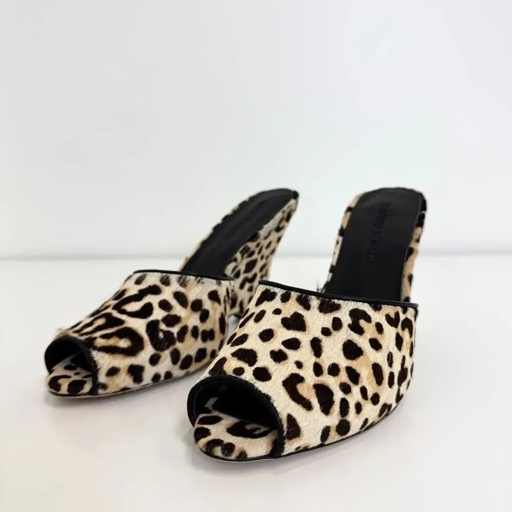 Cynthia Rowley Leopard Print Calf Hair Peep Toe Wedges 7.5